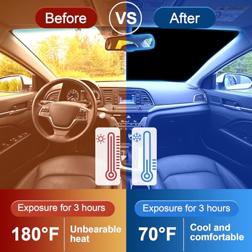 Windshield Sun Shade - Car Sun Shade Windshield, Reflector Sunshade Offers Ultimate Protection for Car Interior - color: Ash grey (63x34 inch)