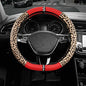 Road Comforts Leopard Steering Wheel Cover for Women, Cute Anti-Slip Microfiber Leather, Fits D Shape Flat Bottom Steering Wheel 14.5-15 Inch - Red - color: D Shape-Red