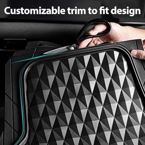 CAR PASS Heavy Duty Rubber Black Car Floor Mats & Cargo Liners, Deep Dish All-Weather Trunk Mats Durable Anti-Slip 3D Rhombus Waterproof Trim to Fit Liner Universal Fit Auto,Sedan,SUV,Truck, Black - color: black with cargo liner