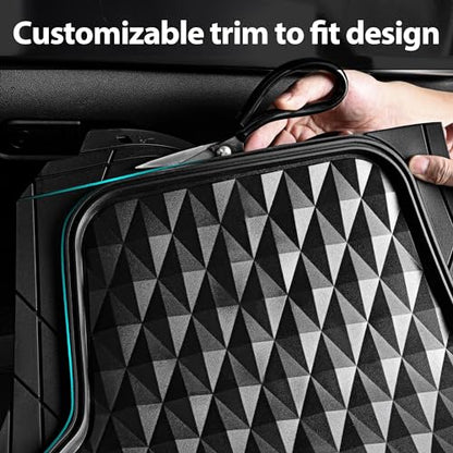 CAR PASS Heavy Duty Rubber Black Car Floor Mats & Cargo Liners, Deep Dish All-Weather Trunk Mats Durable Anti-Slip 3D Rhombus Waterproof Trim to Fit Liner Universal Fit Auto,Sedan,SUV,Truck, Black - color: black with cargo liner