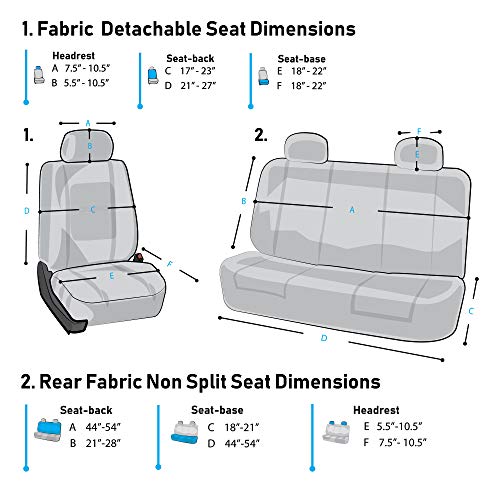 FH Group Car Seat Covers Rear Set Cloth - Car Seat Covers with Removable Headrest,Universal Fit,Automotive SeatCovers,Washable Car SeatCover for SUV,Sedan,Van Black - color: Black, size: Rear Set