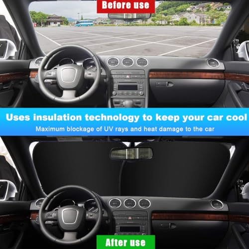 2 PCS Car Windshield Sun Shade, Auto Sun Heat and UV Rays Blocker, 33"×36" Foldable Automotive Front Window Sunshade Protector, Universal Vehicle Interior Accessories (Silver-L) - color: Silver-L (33×36 inches)
