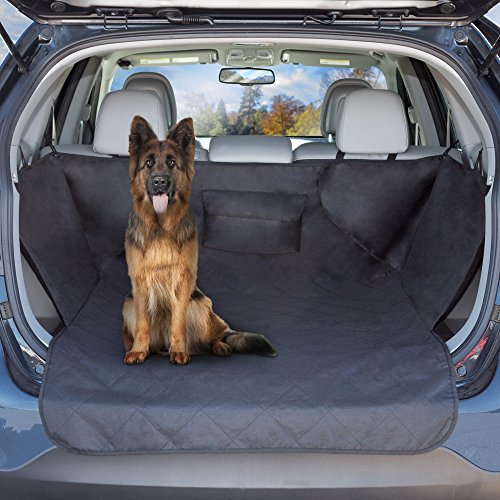 PETMAKER Cargo Liner Dog Seat Cover- Quilted Waterproof All Weather Non-Slip Pet Travel Mat with Side Coverage and Bumper Flap Protector for SUVs, Black - style: High Walled Trunk