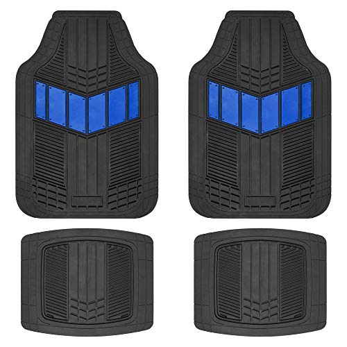 Motor Trend DualFlex Blue Floor Mats for Cars & Cargo Mat Full Set - All Weather Front & Rear Rubber Automotive Floor Mats & Cargo Liner for SUV, Car, & Van - Interior Trunk Mat & Floor Cover