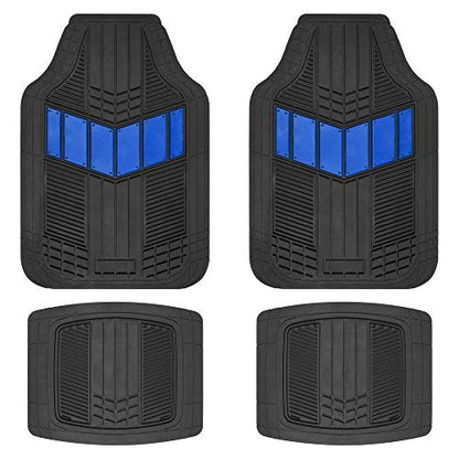 Motor Trend DualFlex Blue Floor Mats for Cars & Cargo Mat Full Set - All Weather Front & Rear Rubber Automotive Floor Mats & Cargo Liner for SUV, Car, & Van - Interior Trunk Mat & Floor Cover