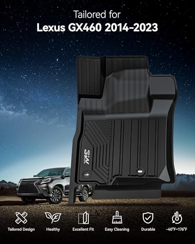 3W Floor Mats for Lexus GX460 2014-2023 (only for 7 seat), TPE All Weather Custom Fit Floor Liner 1st, 2nd&3rd Rows Car Mats, Black - size: 4.For Lexus GX460 | 10-23 | 1st-3rd Row