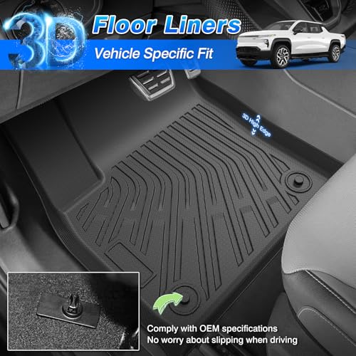 Cartist Floor Mats for Chevy Chevrolet Silverado EV RST/GMC Sierra EV Denali 2024 2025 2026 (Not for WT/LT), All Weather Floor Liners for Silverado Accessories, Heavy Duty TPE Car Mats - size: 1)Chevy Chevrolet Silverado EV RST 24+