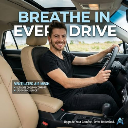 acdiac Summer Cool 3D Air Mesh Breathable Vented Car Seat Cushion Pad Set,Universal Auto Back Cooling Ventilated Seat Cover for Car SUV Truck Van Pickup (Black, 1 Pack seat pad +1 Pack Back Cushion) - size: 1 pack seat pad +1 pack back cushion