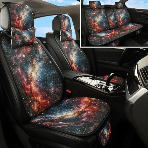 Luxury Boho Car Seat Covers Set,5-Seat Full Set with Headrest,Starry Sky Vintage Bohemian Pattern Honeycomb Knit Fabric,Breathable&All-Season Universal Automotive Seat Protectors - color: Starry Sky, size: 5-Seat