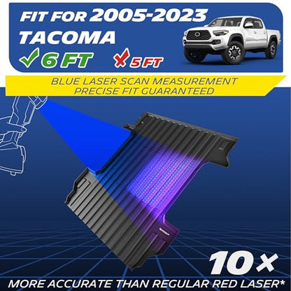 MICHELIN Truck Bed Mat for 2005-2023 Toyota Tacoma - 6 FT / 73" Long Bed (Not Fit Drop-in Liners), All-Weather Truck Bed Liner, Custom Fit, Durable TPE Bedliner, Non-Slip - size: 1) Tacoma | 05-23 | 6 FT