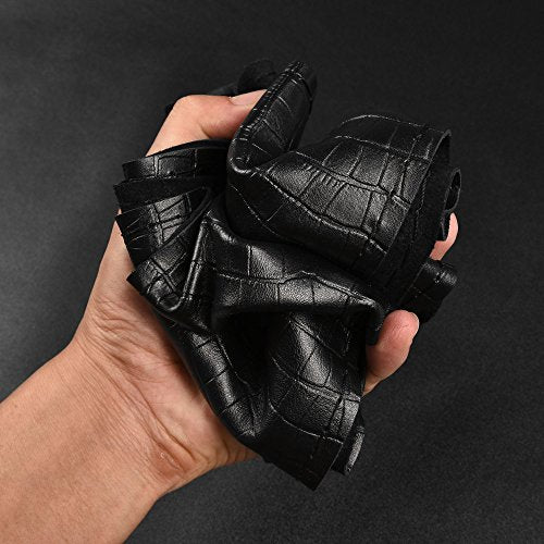 Universal Auto Steering Wheel Cover with Top Genuine Leather and Anti-Slip Design, Soft Padding, Heavy Duty - color: the black thread