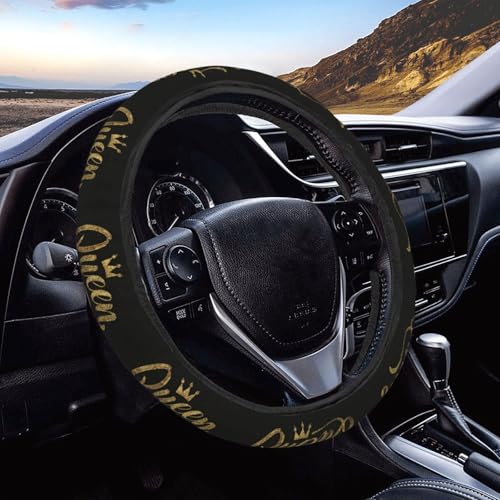 Queen Word with Crown Steering Wheel Cover for Women, Non-Slip Steering Wheel Protector Car Wheel Covers, Universal 15 Inch Fit for Auto, Suvs, Truck - color: Queen Word With Crown