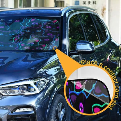 Sun Shade for Car Windshield Neon Black Cats Foldable Sun Shield Heat and UV Protection Automotive Interior Protection - color: Cats