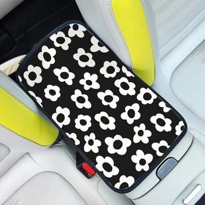 Car Center Console Cover,White Flowers Auto Center Console Pad,Armrest Cover Protector for Vehicle SUV Truck Car - color: White Flowers