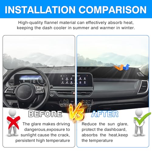 Autorder Dashboard Cover Mat for Kia Seltos 2024 2025 2026 Accessories Dash Cover Upgrade Flannel Dash Mat Sunshade Glare UV Rays Protector - size: 2024-2026 Kia Seltos