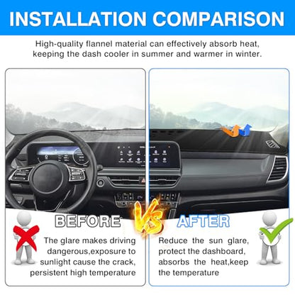 Autorder Dashboard Cover Mat for Kia Seltos 2024 2025 2026 Accessories Dash Cover Upgrade Flannel Dash Mat Sunshade Glare UV Rays Protector - size: 2024-2026 Kia Seltos