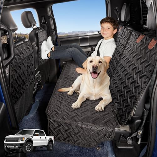 YJGF Dog Car Seat Cover for Back Seat Truck,Truck Back Seat Pet Cover for Dogs,Waterproof Scratchproof Rear Bench Seat Cover Protector (Black, XL) - size: XL