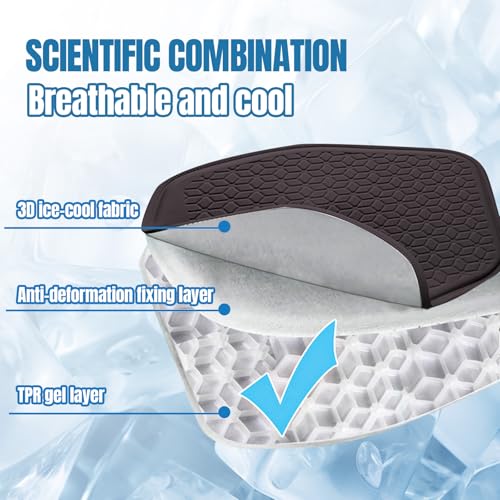 wuyaoyao Thin Gel Car Seat Cushion, Breathable Cooling Seat Cushions for Cars, Non-Slip & Comfortable Automotive Front Seats Cushion Pad for Driver, Chair Protector for Vehicle, Home, Office (Coffee)