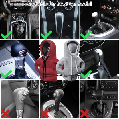 VVAG Gear Shift Hoodie, Car Gear Shift Cover, Universal Fit Knob Cover Gift (Red+Grey), 878 - color: Red+Grey