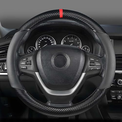 Customized Auto Car Steering Wheel Cover for Honda Civic, CR-Z, Insight, S2000, Small Size 14" - 14.25" Outer Diameter, Carbon Fiber, Black - color: Black, size: Small size[14"-14.25"]