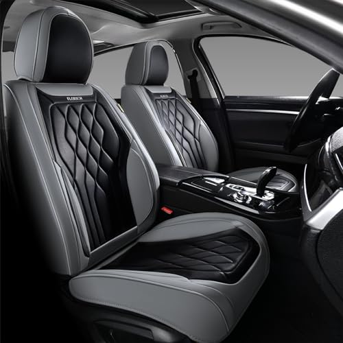 FLORICH Front Seat Covers, Leather Car Seat Protector, Waterproof Seat Covers for Cars, Black Seat Covers Universal Fit for Cars, Trucks, SUVs - Gray&Black - color: Gray&Black, size: Frontpair