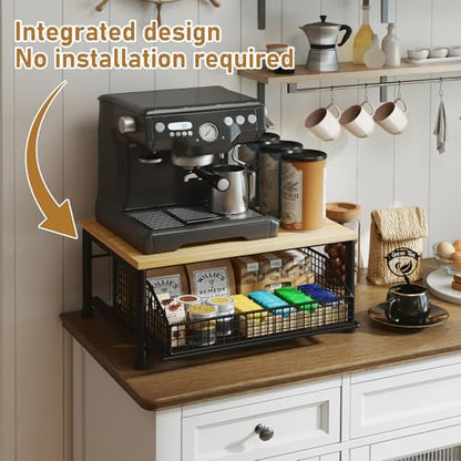 Funecy Coffee Pod Drawer Holder,Coffee Machine Storage Rack,Home Kitchen Counter Coffee Bar Organizer,Storage Basket Drawer (Black) - color: Black