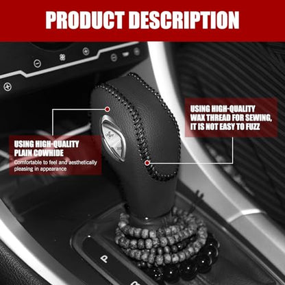 Downhill 1 PC Car Gear Shift Knob Cover, Anti-Slip Leather gear shift knob Protecto, Original Shift Knob Cover Decorative Accessories, Compatible with Ford Mondeo, Explorer, and Focu (Black)