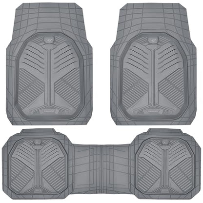 CAR PASS Heavy Duty Rubber Car Mats, Deepdish All Weather Floor Mats for Car Full Set, Universal Automotive Mats Trim to Fit for Sedans SUVs Trucks, Waterproof Anti-Slip Deep Tray 3 Pieces Dark Gray - color: Gray