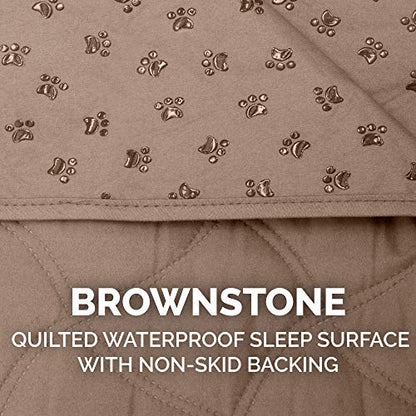 Furhaven Waterproof & Non-Slip Twin Size Mattress Cover Protector for Dogs & Cats, Washable, For Beds, Couches, & Car Seats - Quilted Twill Blanket Mattress Cover - Brownstone, Small/Twin Size