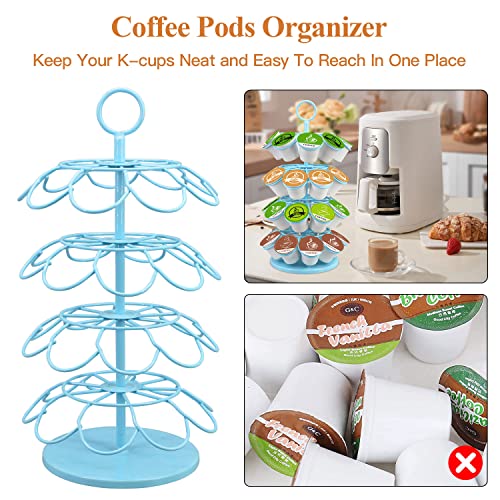 KIMIUP Coffee Pod Holder, Coffee Pod Storage Compatible with K-Cups(36 Pods), Kitchen Detachable Coffee Station Organizer, Spins 360-Degrees(Light Blue) - color: Light Blue