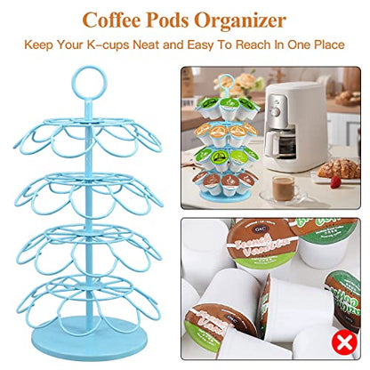 KIMIUP Coffee Pod Holder, Coffee Pod Storage Compatible with K-Cups(36 Pods), Kitchen Detachable Coffee Station Organizer, Spins 360-Degrees(Light Blue) - color: Light Blue