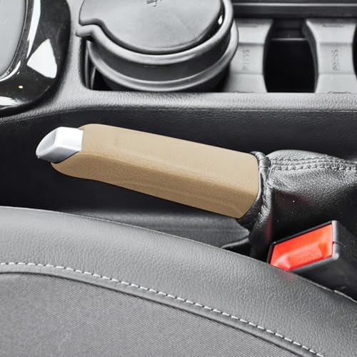 Emergency Brake Parking Handle Cover Compatible with Ford Focus 2012 2013 2014 2015 2016 2017 2018, Comfortable Handbrake Grip Protector Cover Beige