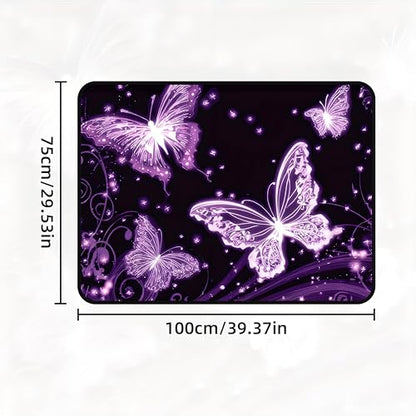 Universal Car Trunk Mat 29" x 39", Purple Butterfly All Weather Trunk Protection Cargo Liner, Durable Cargo Mat Rear Trunk Liner, Stylish Vehicle Interior Accessories Suitable for Most Car Models - color: Purple Butterfly