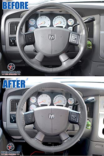Leather Steering Wheel Cover, Compatible with 2008 Dodge Ram SLT Laramie 2500 3500 Power Wagon, Dark Gray