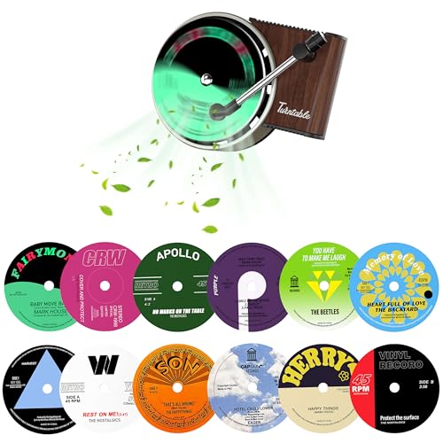 Maicican 12PCS Customizable Car Air Freshener Vent Clip, Pop Singer Album Cover Record Player Shape, Music Lover Gifts. (Retro) - style: Retro