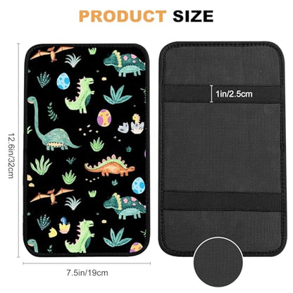 Car Armrest Box Pad,Cute Dinosaur Car Armrest Pad Car Armrest Cover Protector for Most Vehicle, SUV, Truck, Car - color: Cute Dinosaur