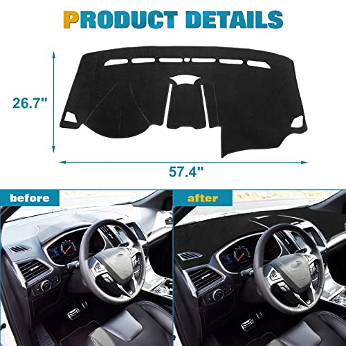 x xotic tech Center Console Dashboard Mat Pre-Cut Non-Slip Sunshield Sun Glare Protector Dash Carpet Pad Black Cover Compatible with Ford Edge 2015 2016 2017 2018 2019 2020 2021 2022 2023 2024 2025 - color: Compatible with Edge 2015-2019