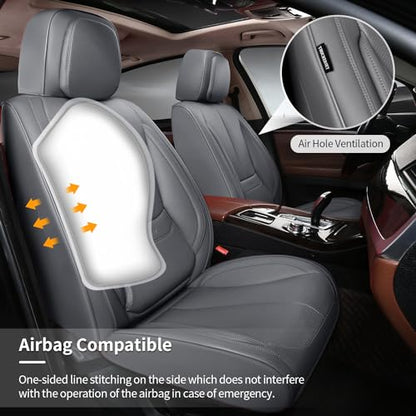 Car Seat Covers Full Set,Leather Waterproof Car Seat Cover,Airbag Compatible,Breathable Design,Suitable for Car,Truck,SUV 5 Pack (Grey) - color: Grey, size: 5 Pack