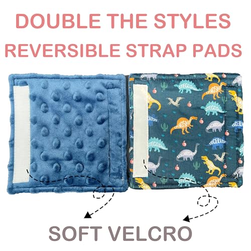 Baby Car Seat Neck Cover, Car Seat Strap Cover, Seat Belt Cushions Pads, Shoulder Strap Protectors, Reversible Pram Harness Covers in Minky Dinosaur, Baby Neck Pad Protector - color: Name of dinosaur