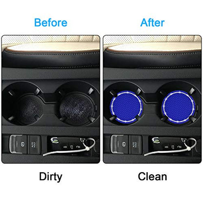 Bling Car Coasters, Wisdompro 4 Pack PVC Car Cup Holder Insert Coaster - Anti Slip Universal Vehicle Interior Accessories Crystal Glitter Cup Mats for Women and Men (2.75" Diameter, Blue) - color: Blue