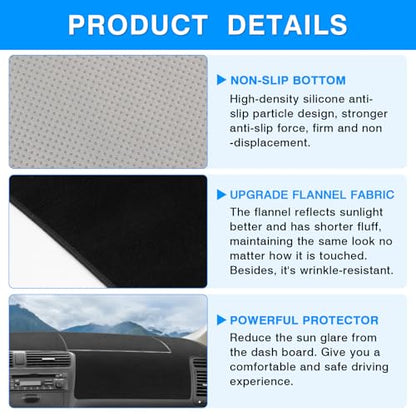 Autorder Dashboard Cover Mat for Honda Civic 2001-2005 Accessories Dash Cover Upgrade Flannel Dash Mat Sunshade Glare UV Rays Protector - size: 2001-2005 Honda Civic