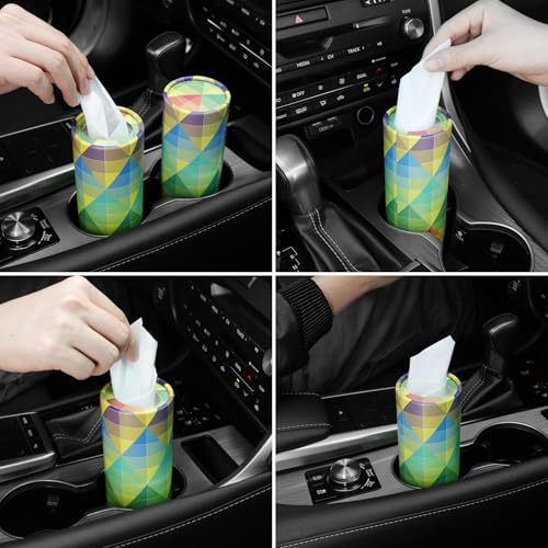 Car Tissue Holder, 4 Pack Car Cup Holder Facial Tissues with Travel Tissue Bag, Quick and Convenient Flower Combination Car Tissue Box(4 Canisters/200 Tissues) Yellow - Green - color: Yellow-Green