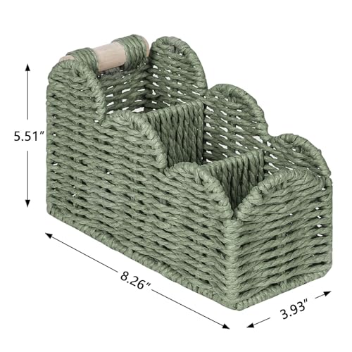 CubesLand Scalloped TV Remote Control Holder Bedside Candy Organizer, Office Desk Storage Organizer Accessories, Pen Pencil Cup, Makeup Brush Holder, Fits Farmhouse Rustic Decor, Earth Friendly, Green - color: Green