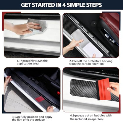 Universal 5PCS Door Sill Protector, Car Door Threshold Protection, Car/SUV Universal Rubber Scratch Resistant Exterior Accessories, Dodge Charger Challenger Durango Accessories(Red)