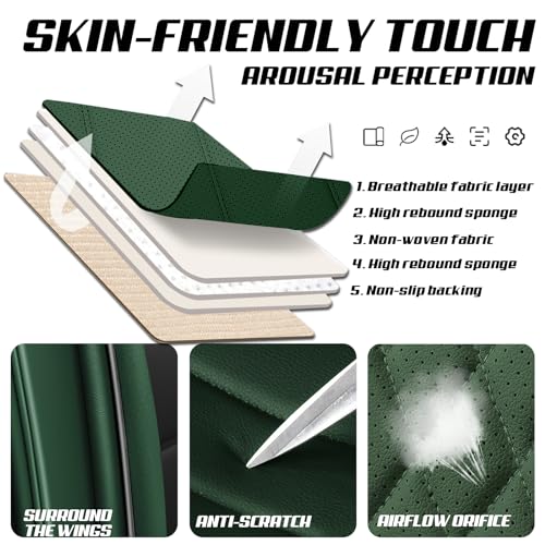Car Seat Covers for Kia K5 2021-2026, Premium Nappa Leather, Waterproof, Anti-Slip, Full Coverage, Airbag Compatible, Breathable, All-Weather, Easy Install (2 Seats, Black&Green) - color: 2 Seats - Black&Green, size: Kia K5 2021-2026