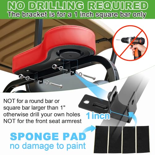 10L0L Golf Cart Rear Seat Kit Arm Rest Set with Cup Holder for Yamaha EZGO Club Car Golf Cart UV-Proof Coating Long Lasting, No Drilling Kits Include - color: red