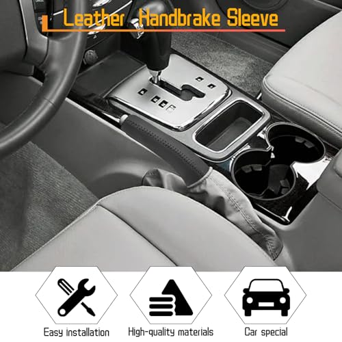 Genuine Leather Handbrake Protector Cover Compatible with Kia Sorento 2004-2007 Anti-Slip Hand Brake Parking Lever Sleeve Black