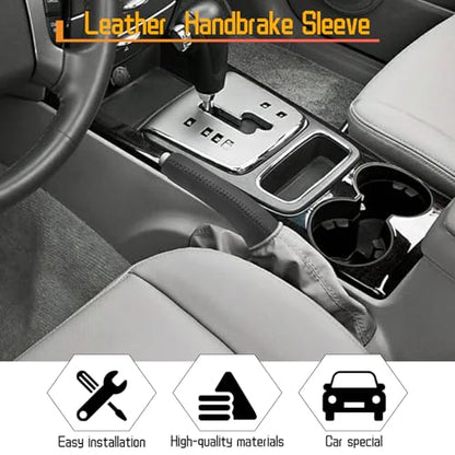Genuine Leather Handbrake Protector Cover Compatible with Kia Sorento 2004-2007 Anti-Slip Hand Brake Parking Lever Sleeve Black