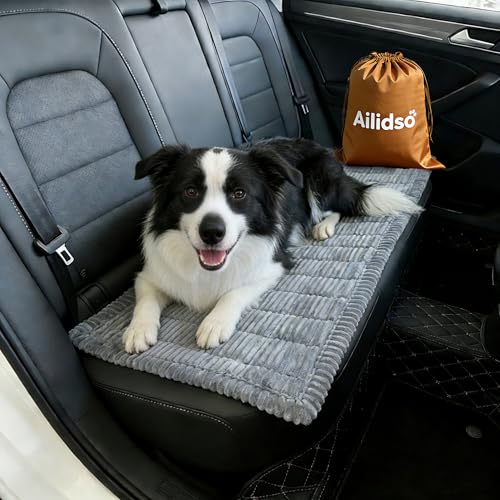 Dog Car Seat Cover, Pet Couch Covers for Car and Sofa, Non-Slip Backseat Pet Bed Mat, Machine Washable, Soft Plush Travel Seat Protector with Portable Storage Bag (Grey,23.6''×82'') - color: Grey, size: 23.6''×82''