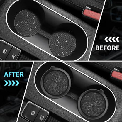 ME.FAN Car Cup Coasters [4 Pack] Silicone Cars Coasters - Universal Non-Slip Recessed Interior Accessories - Cup Holder Inserts Black - color: 4pack-black